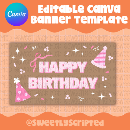 Pink Happy Birthday Canva Template