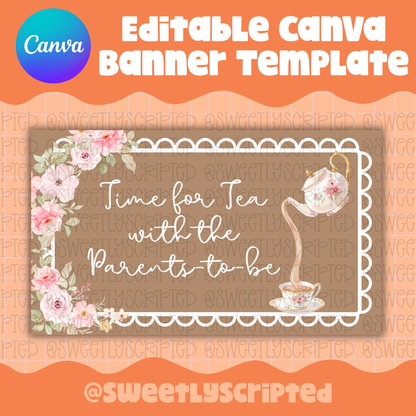 Time for Tea with the Parents to Be Canva Template